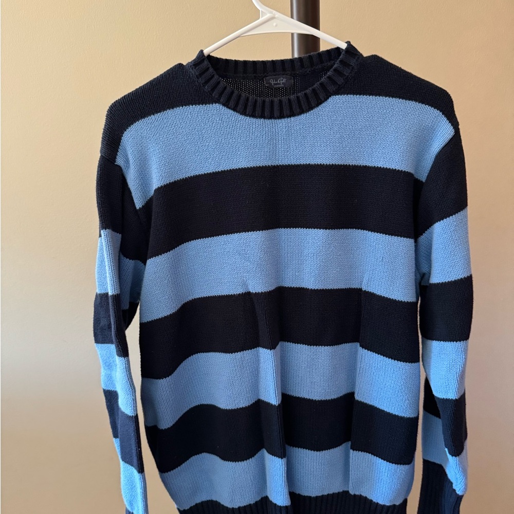 Brandy Melville Blue and Black Striped Crewneck Sweater
